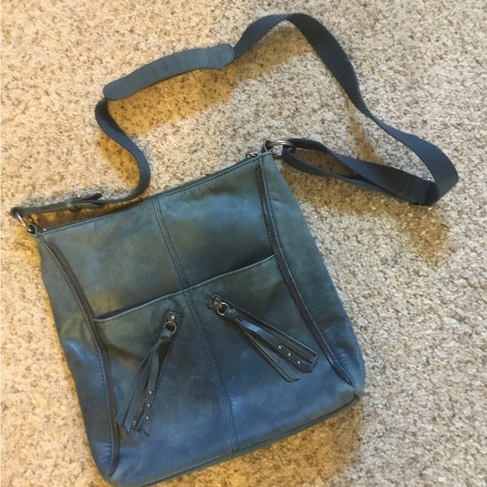 The Sak Blue Leather Crossbody Shoulder Bag